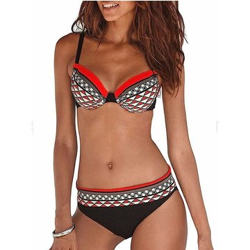 Bikini Femme 2 Pièces Sexy Tankinis Dos Nu Sport WAHAISON Piscine Maillot de Bain Deux Pièces Ensembles Taille Haute Licou Imprimé Swimwear