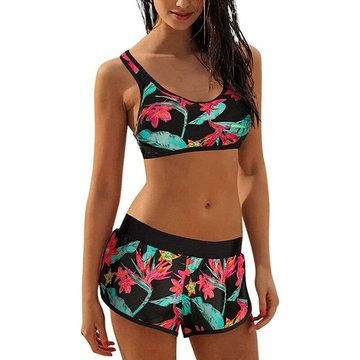 Bikini Piscine Femme 2 Pièces Sexy WAHAISON Tankinis Dos Nu Sport Maillot de Bain Taille Haute Licou Imprimé Swimwear