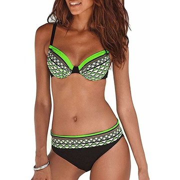 Bikini Piscine Femme 2 Pièces Sexy Tankinis Dos Nu Sport WAHAISON Maillot de Bain Deux Pièces Ensembles Taille Haute Licou Imprimé Swimwear