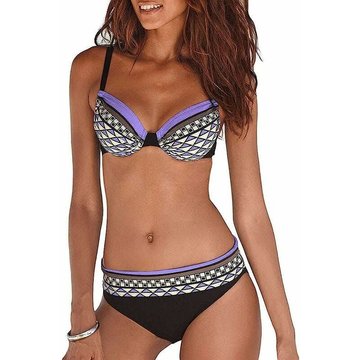 Bikini Femme 2 Pièces Sexy WAHAISON Tankinis Piscine Dos Nu Sport Maillot de Bain Deux Pièces Ensembles Taille Haute Licou Imprimé Swimwear