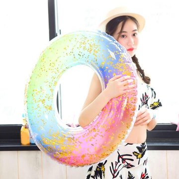 Bague de baignade Blue Dream, bague flottante transparente avec paillettes arc-en-ciel, piscine gonflable transparente flottante (60)
