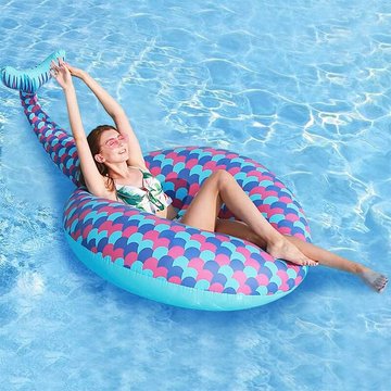 Bouée Gonflable Blue Dream, Anneau de Piscine Sirène Grande Rangée Flottante, Lit d'eau Gonflable Amusant pour Adultes