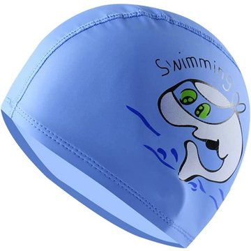 Benobbykids - Bonnet de bain 2 pièces bleu royal pour enfants pour filles et garçons de 6 à 12 ans, bonnet de bain dessin animé dauphin, tissu pu