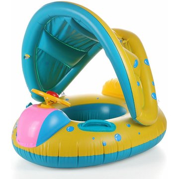 Bouée Bébé SONIATKIA pour Piscine, Bague de Natation Gonflable avec Pare-Soleil, Bouée Gonflable Bébé Flotteur avec Siège Anneau de Natation Flottante