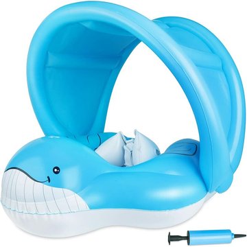 Bouée Bébé Piscine avec Pare- Soleil Bouée Gonflable Enfant de 6 Mois à 3 Ans Flotteur Bébé Piscine avec Parasol upf 50+ Culotte Réglable Pompe