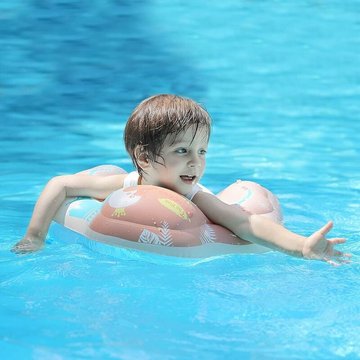 Bouée de natation gonflable pour bébé - Aide bébé à apprendre à nager, avec pompe, pour les enfants de 3 à 36 mois (rose, l)