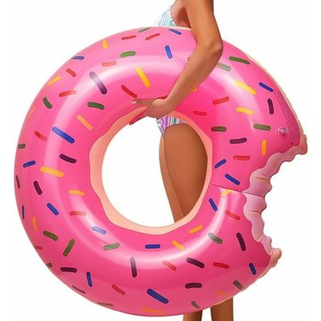 Bouée Donuts, Anneau de Bain Gonflable de Beignet géant aux Fraises, Grand Jouet de Plage de Piscine d'été, Flotteur de Piscine de Tube de Natation
