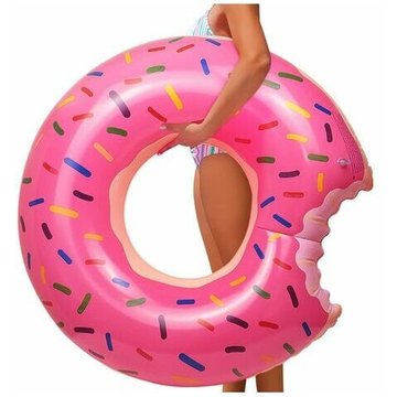 Bouée Donuts, Anneau de Bain Gonflable de Beignet géant aux Fraises, Grand Jouet de Plage de Piscine d'été, Flotteur de Piscine de Tube de Natation
