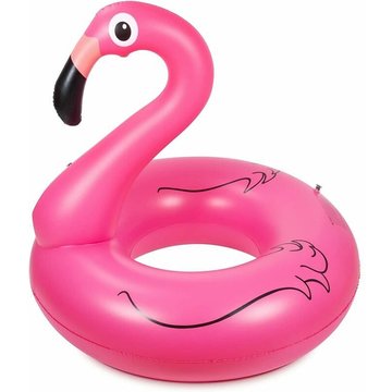 TUMALAGIA Bouée Flamant Rose avec paillettes pour piscine, livrée avec support de boisson et kit de patch, Bouée Géante Flamant Gonflable d'été pour les enfants et