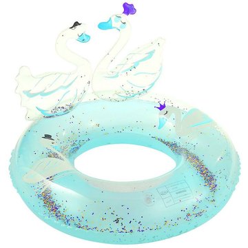 Bouée Gonflable Piscine XINUY Cygne Pailleté Vert 60cm