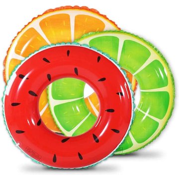 Bouée Gonflable de Tube (Paquet de 3) avec Peinture de Fruits d'Été, Pastèque, citrons verts et oranges, Anneau de Natation, Radeau Gonflable,