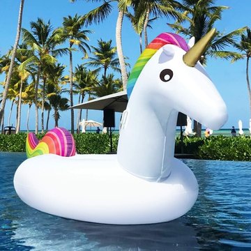 Bouée Licorne, bouee Gonflable Piscine, 270X120X140CM Géant Bouee Licorne Gonflable Jouet, Chaise de récréation générale et pour Adultes et Enfant