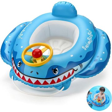 Fvbjd - Bouee Bebe Baby Shark Bouée Bébé 27 inch Bouee Enfant Bouee Bebe Piscine avec Siège, Volant et Klaxon Bouee pour Bebe Bouee Siege Bebe pour