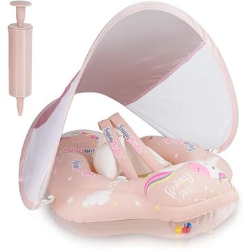 Gonflable Bebe Anneau Avec Piscine Amovible Sun Canopy Piscine Flottante Piscine De Natation Entraineur, Bouee Bebe Piscine pour 6 - 36 Mois ,Taille