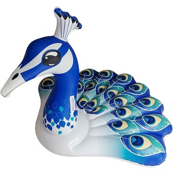 Bouée gonflable Paon JET LAG - Diam. 150 cm - 154 x 114 x 163 - Bleu - pour piscine