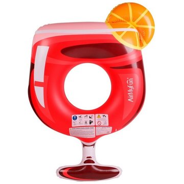 Bouée Gonflable Ronde XXL AIRMYFUN pour Piscine & Plage Ultra Confort, Flotteur Deluxe - Cocktail Passion ø158cm - Rouge