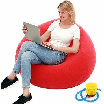 Canapé gonflable coussin inclinable lavable en forme de poire, adapté au salon, à la chambre, etc.- Rouge