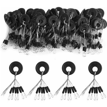 Caoutchouc Piscine WAHAISON Pêche Bobber Bouchon, 6 en 1 Flotteur Plomb Arrête, Ovale Noir Float Arrêt, 100 Pièces Bouchon Bobber de Pêche, Accessoires De Pêche