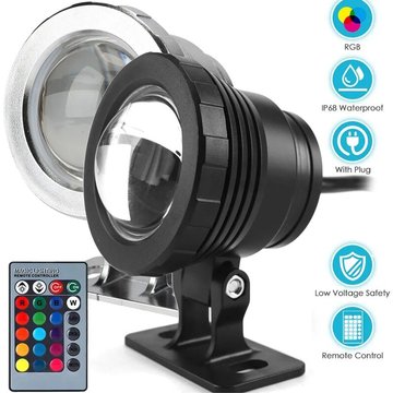 Echoo - Lampe torche submersible à lumière sous-marine 10W rgb led avec télécommande Conception étanche IP65 pour fontaine d'aquarium de piscine avec