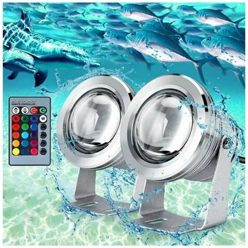 Cisea - Lot de 2 Projecteur Submersible à led, 5050 rgb Étanche IP68 Éclairage Sous marin, Projecteur led pour Éclairage Extérieur de Jardin avec