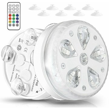 Éclairage de piscine TUMALAGIA submersible LED étanche avec télécommande, minuterie, 16 LED, aimant et ventouse (2 pcs)