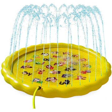 Coussin de pulvérisation d'eau gonflable en pvc pour enfants en plein air été éclaboussant l'eau-jaune animal-un pack