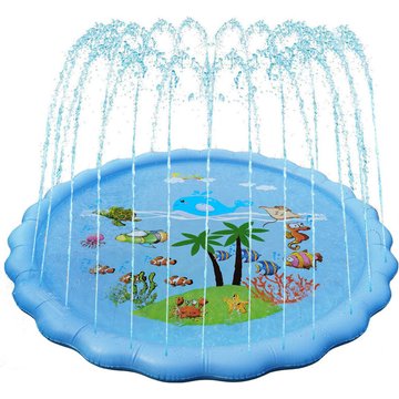 Coussin de pulvérisation d'eau gonflable en pvc pour enfants été en plein air éclaboussant l'eau-bleu océan-un pack