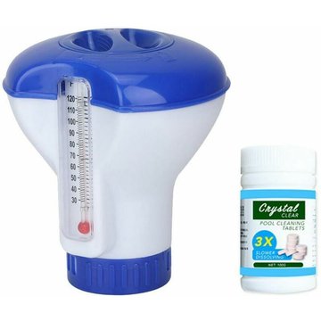 Qonovt - Diffuseur Chlore Piscine avec Thermomètre, Distributeur Flottant Automatique, Doseur de Chlore pour Piscine , Distributeur de Produits
