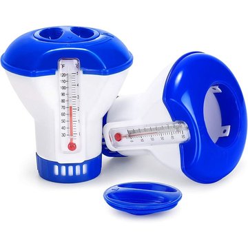 Diffuseur Flottant Piscine, 2 Pack Diffuseur de Chlore Flottant avec thermomètre de débit Ajustables & Bouchon de Verrouillage pour Tous Les &