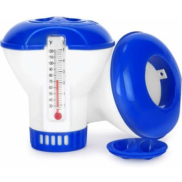 Tantue - Diffuseur Flottant Piscine, Diffuseur de Chlore Flottant avec thermomètre de débit Ajustables & Bouchon de Verrouillage pour Tous Les &