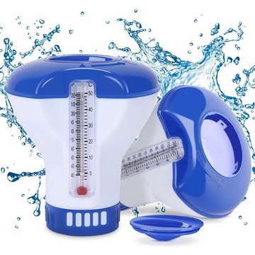 Distributeur Flottant Pour Piscine, 2Pcs Doseur Flottant Avec Thermomètre De Chlore Pour Tablettes, Distributeur De Chlore Pour Piscines Intérieure