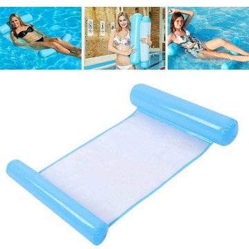 Eau Hamac Gonflable, Lit Gonflable pour Piscine Bouée 4 -en-1 Multi Usage Pliable(Bleu Clair)