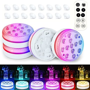 Éclairage Piscine YUIT LED 4 Pcs, LED Piscine Sous Marine IP68 Étanche 10 Couleurs RVB, Lampe Piscine avec Télécommande RF et Ventouse, Lumière Piscine pour Aqua