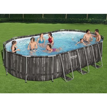 Ensemble de piscine ovale Power Steel KALISSE 488x305x107 cm, pour salon/jardin, montage facile, 101,84 kg