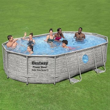 Ensemble de piscine KALISSE Power Steel Élégant Style Bestway 488x305x107 cm, pour Salon/Jardin, Montage Facile, 76,15 kg