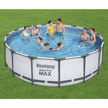 Ensemble de piscine rond KALISSE Elegant-Stil Bestway Steel Pro MAX 457x122 cm pour salon/jardin, montage facile, 64,71 kg