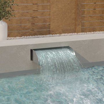 Cascade Piscine Élégante KALISSE 60x34x14 cm en Acier Inoxydable 304 pour Salon/Jardin, Montage Facile, 6,6 Kg