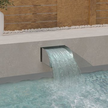 Cascade élégante KALISSE avec LED 30x34x14 cm en acier inoxydable 304 pour piscine, salon/jardin, montage facile, 4,05 kg