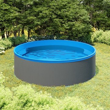 Piscine élégante KALISSE avec écumoire suspendue et pompe 350x90 cm Gris, pour salon/jardin, montage facile, 41,75 kg