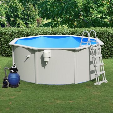Piscine élégante KALISSE avec pompe filtrante à sable et échelle 360x120 cm, pour salon/jardin, montage facile, 118,4 kg
