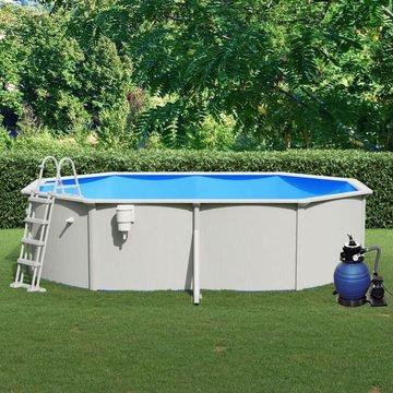 Piscine élégante KALISSE avec pompe filtrante à sable et échelle 490x360x120 cm, pour salon/jardin, montage facile, 163 kg