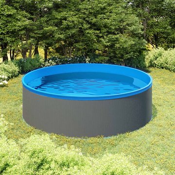 Piscine élégante à éclaboussures KALISSE avec échelle à 4 marches 350x90 cm Gris, pour salon/jardin, montage facile, 48 Kg