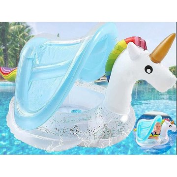Enfant Bague De Natation,Bouée Piscine Gonflable pour Enfants,Bébé Siège De Piscine,Bouée Bébé Piscine, Flotteur Bébé Gonflable avec Pare Soleil et