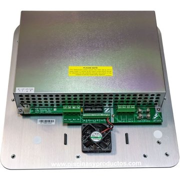 Ensemble carte électronique alimentation support aluminium et ventilation électrolyseur au sel Tri et Tri Expert pour piscine Zodiac®