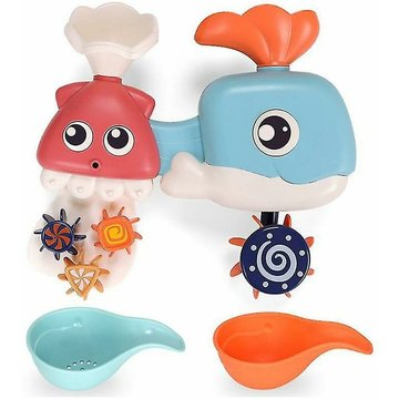 Ensemble de jouets de piscine TUMALAGIA pour bébés enfants : jouets de bain entonnoir, baleine et poulpe pour salle de bain