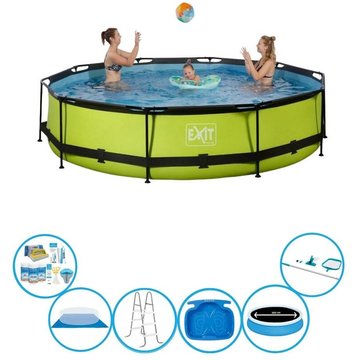 EXIT Piscine Lime - Frame Pool ø360x76cm - Accessoires inclus - Vert