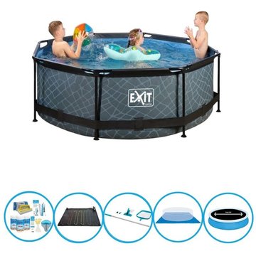 Exit - Piscine Stone Grey - Frame Pool ø244x76cm - Ensemble de piscine - Gris