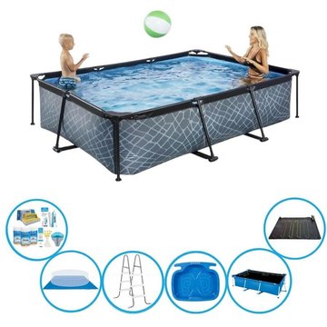 Exit - Piscine Stone Grey - Frame Pool 300x200x65 cm - Accessoires inclus - Gris