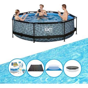 Exit - Piscine Stone Grey - Frame Pool ø300x76cm avec accessoires - Gris