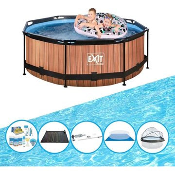 Exit - Piscine Timber Style ø244x76 cm - Frame Pool avec accessoires - Brun